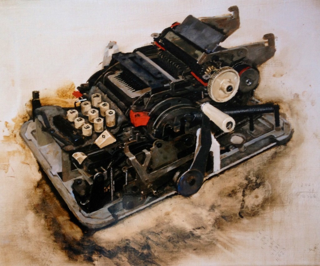 Andres Moya. Máquina registradora. Oleo sobre tela 40 x 27. Barcelona 1996